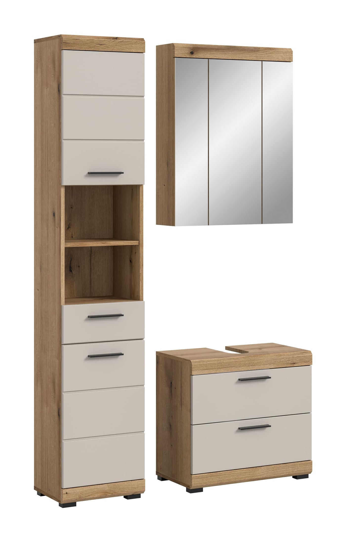 Badezimmer Scout X06B2723 Wall-Mounted Cupboard Wide Cabinet in Front White High Gloss Body Smoke Silver Nb. Approx. 74 x 79 x 24 cm