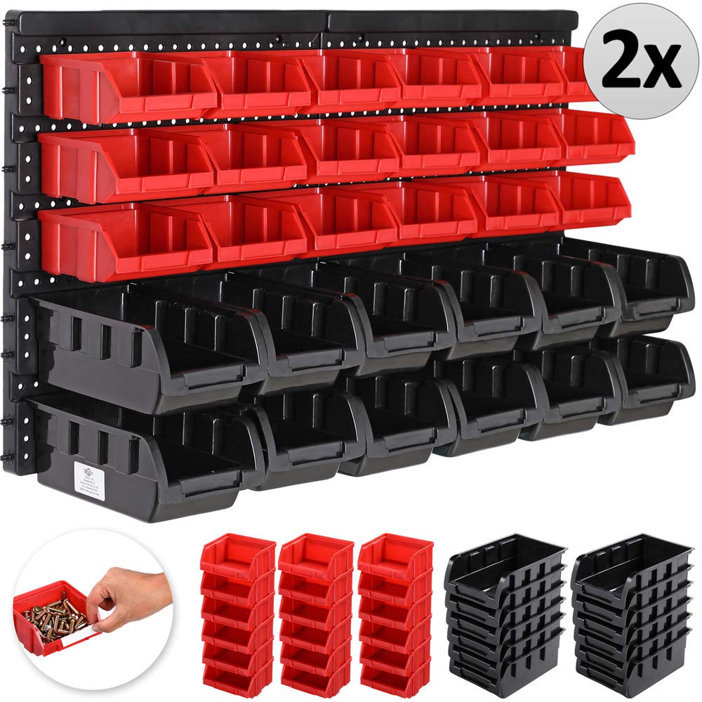 Deuba® Wall Shelf + Stacking Boxes - Extra Strong Wall Panels - Extendable Workshop Shelving