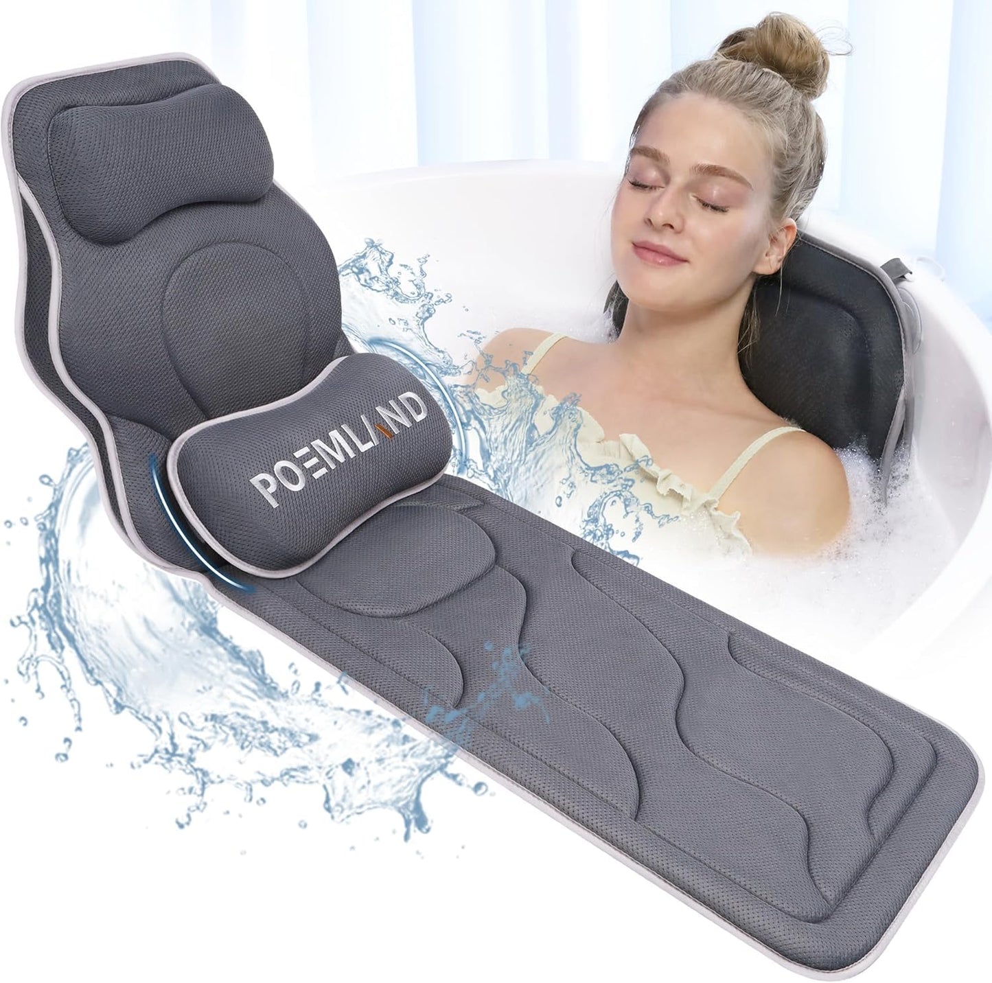 Luxury Thick Full Body Bath Pillow Mat & Cushion for Bathtub Headrest Neck Shoulder Supports Comfort Relaxation Spa Accessories