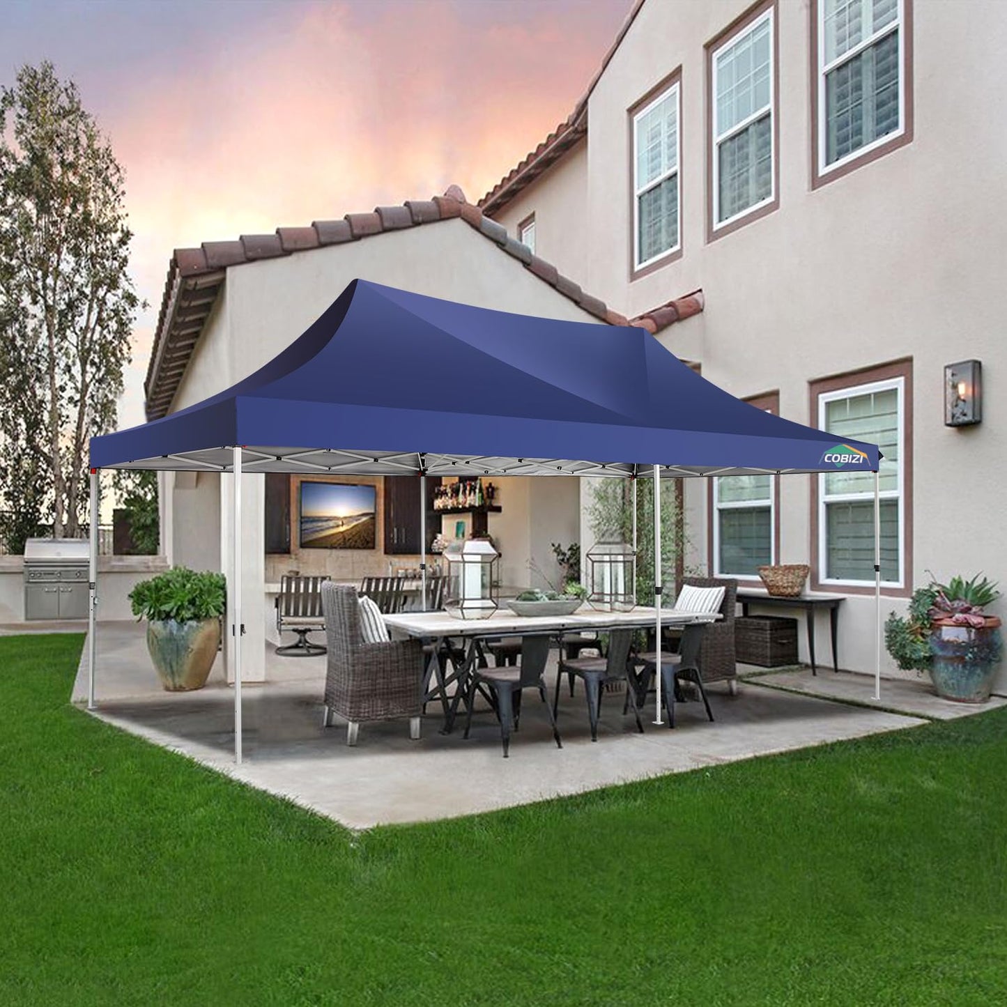 COBIZI Pavillon 3x6,Faltpavillon 3x6 Wasserdicht Stabil Winterfest, Sofort aufklappbare Vordächer Outdoor Gartenzelt mit 6 Seitenteilen, für Party Garten Festival, Weiß