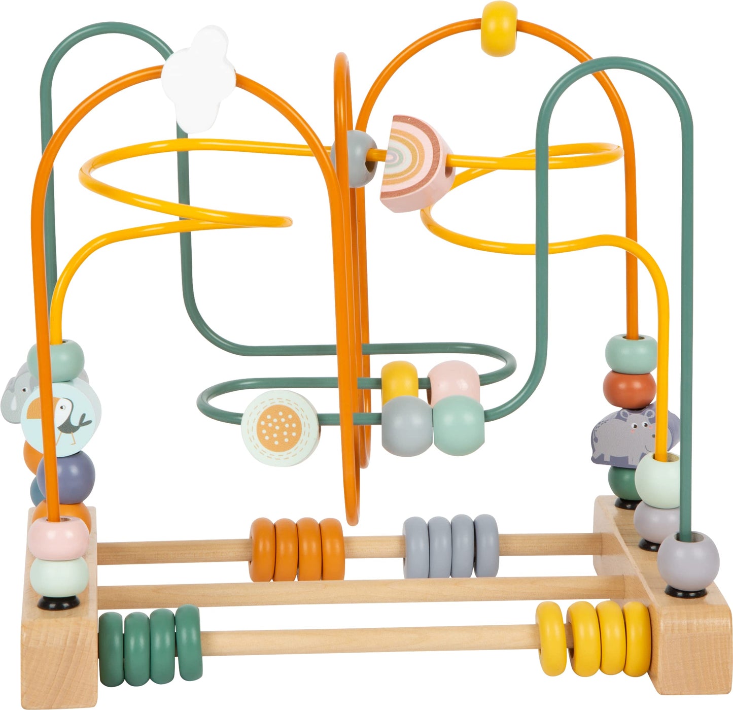 small foot Motorikschleife mit Wippe „Safari“, Holzspielzeug mit vielfältigen Spielfunktionen, ab 12 Monaten, 12459