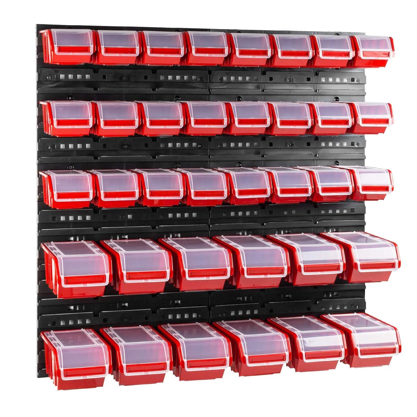 Box with Lid + Wall Shelf, 80 x 80 cm, Stacking Boxes, Storage System, Blue / Black / Red