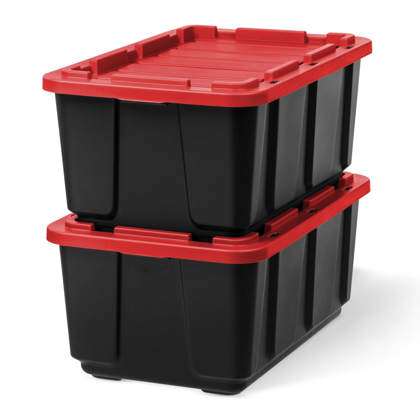 Iris Ohyama, 100L Plastic Storage Box with Heavy Duty Lid, Set of 2, Black, Stackable, Garage Shelves, Moving Moving Plastic Tool Box Storage Box UTB-27