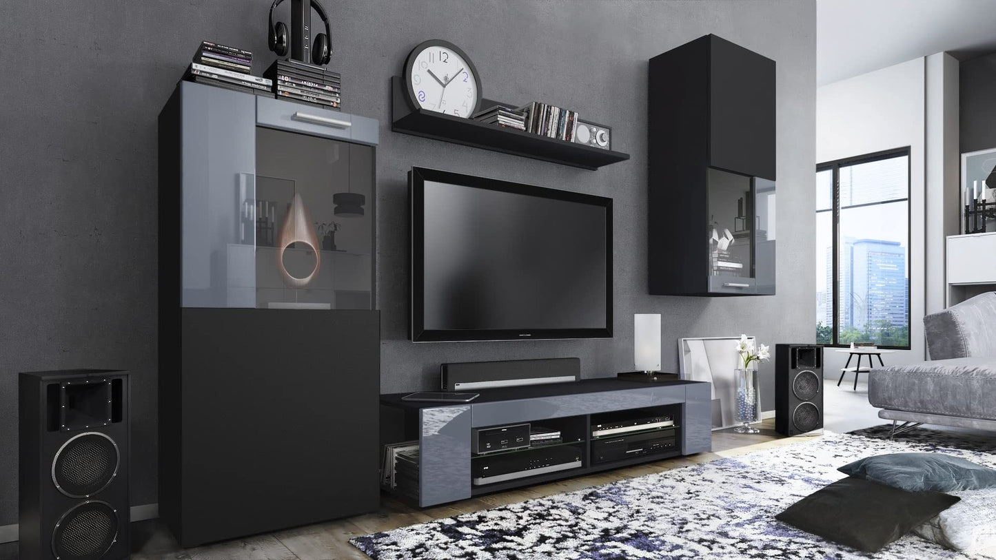 Vladon Movie Wall Unit, Black