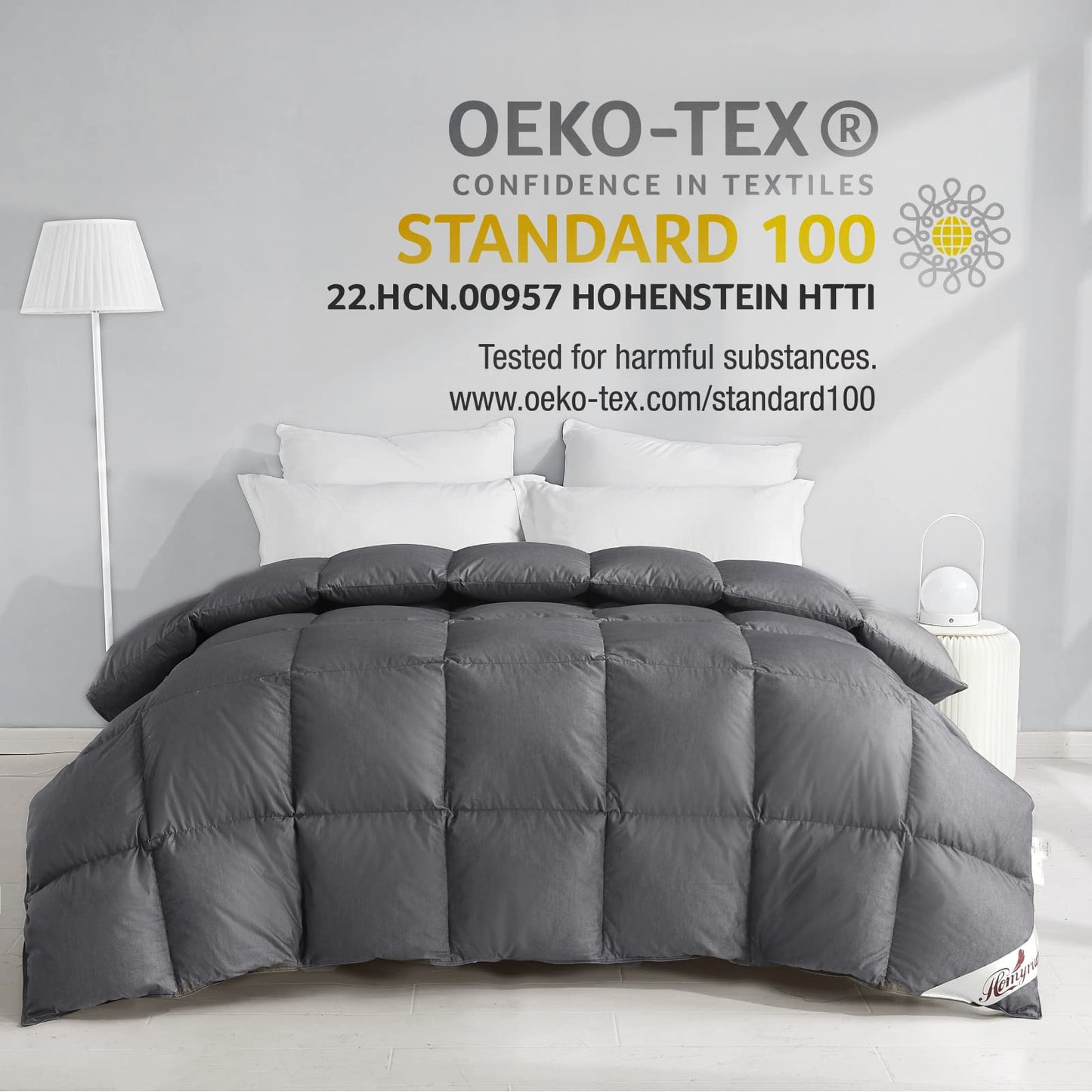Homyrium Quilted Winter Down Duvet, 135 x 200 cm, Warm Feather Duvet, Filling Weight: 1600 g, Oeko-Tex and RDS-Certified