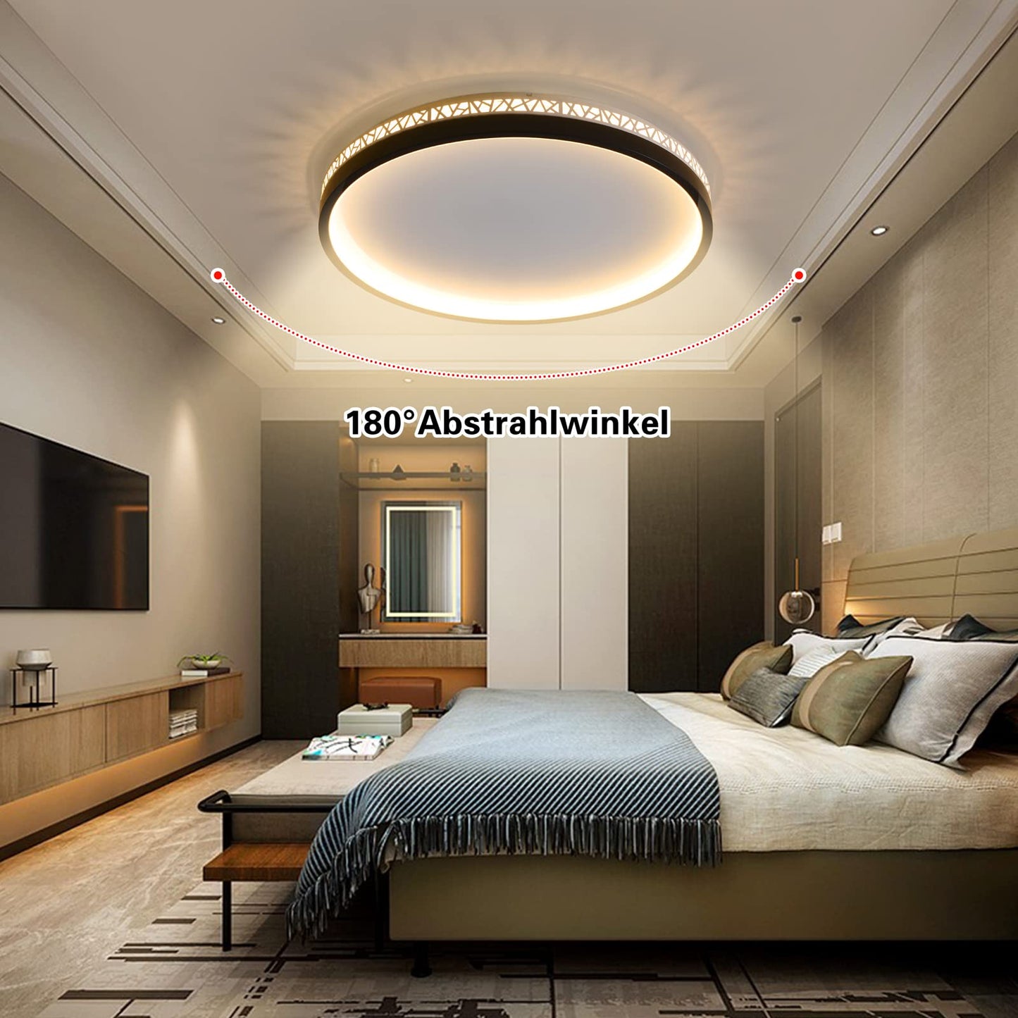 LED Ceiling Light 3000 K Warm Light Bedroom Lamp 30 W 30 cm Round Black Hollow Design "Bird's Nest" Ceiling Lamp Bedroom 3000 lm Not Dimmable