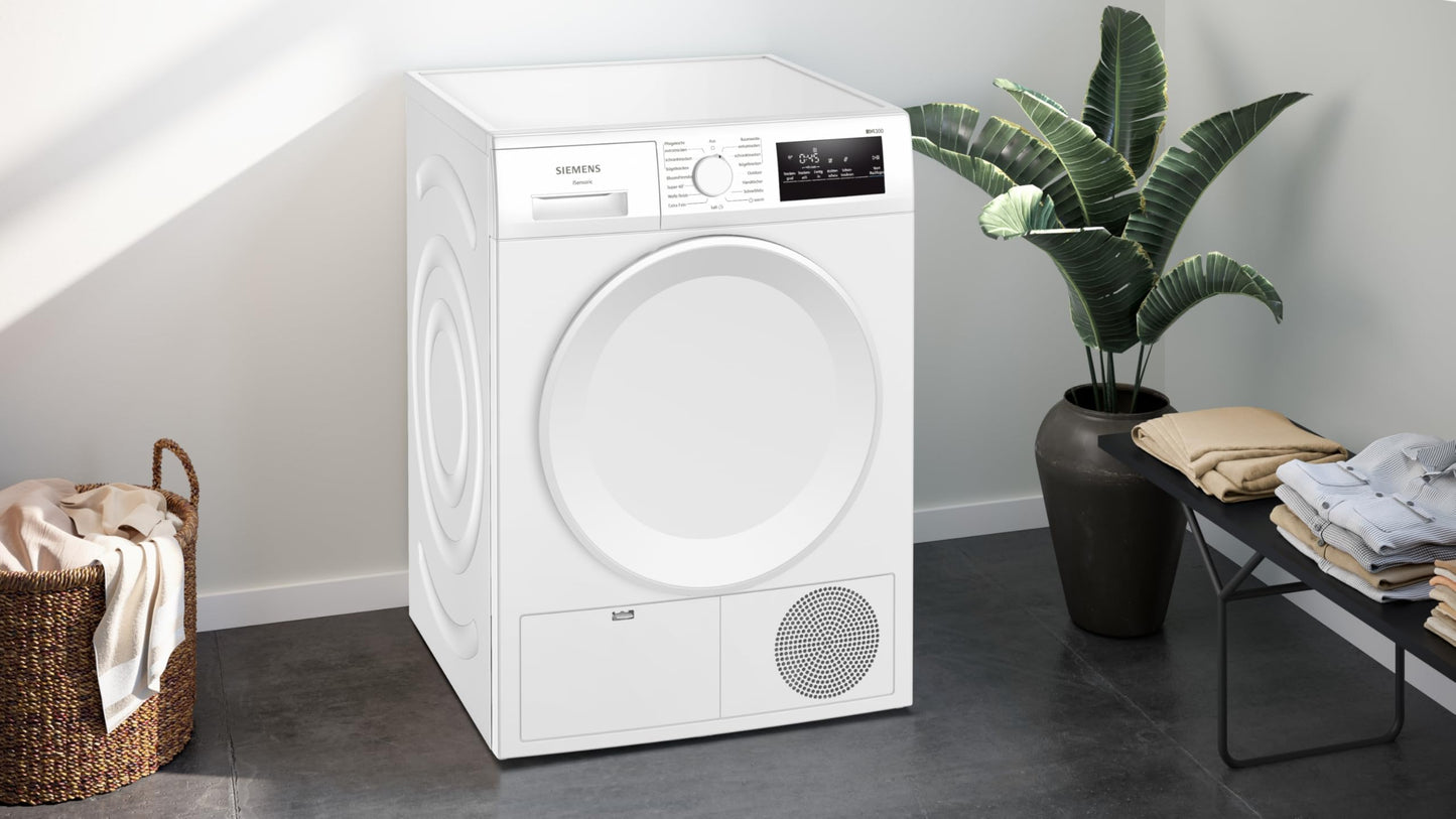 Siemens WQ35G2D00 iQ500 Wärmepumpentrockner für 8 kg Wäsche, 176 kWh pro Jahr, speedPack, autoDry, Outdoor-Programm