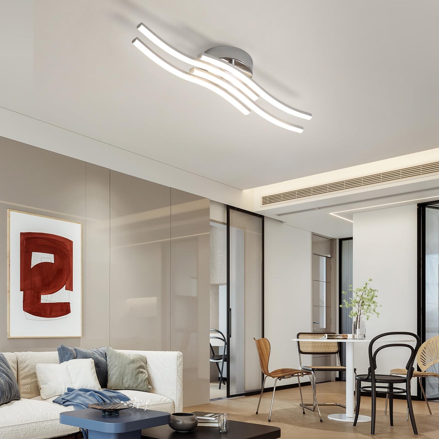 LED Ceiling Light, Kitchen Ceiling Light, Bedroom, 18 W 1620 LM Ceiling Light Living Room, 6500 K Cold White, 3 LEDs, Suitable for Bedroom, Dining Table, Hallway Lamp Ceiling, Balcony, Diameter 54 cm