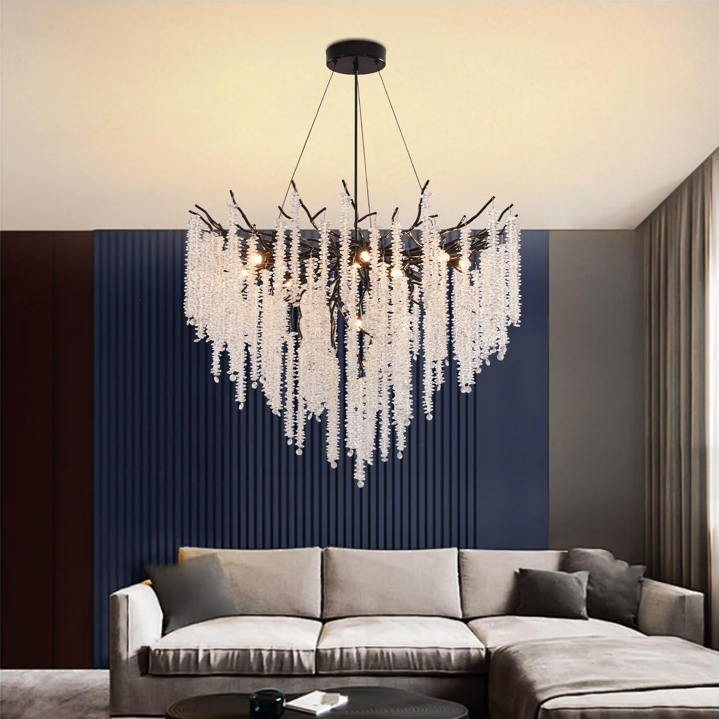 AHXIAOZN Modern Kronleuchter Kristall Leuchte,Luxus Kristall Pendelleuchte,Dimmbar Rund Kristall Hängeleuchte,für Esszimmer, Küche, Wohnzimmer, Schlafzimmer, Flur, Café,Bar（Gold，60cm）