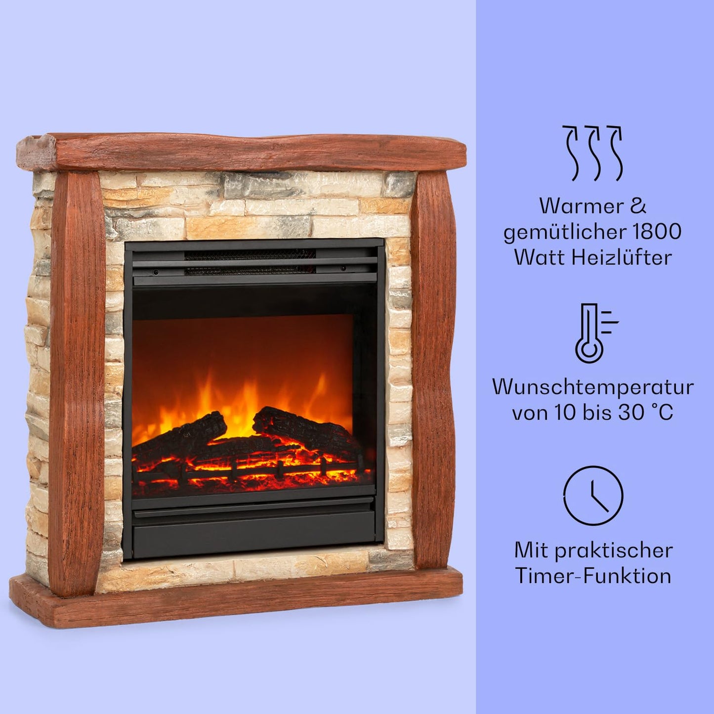 Klarstein Lienz Electric Fireplace with LED Flame Effect