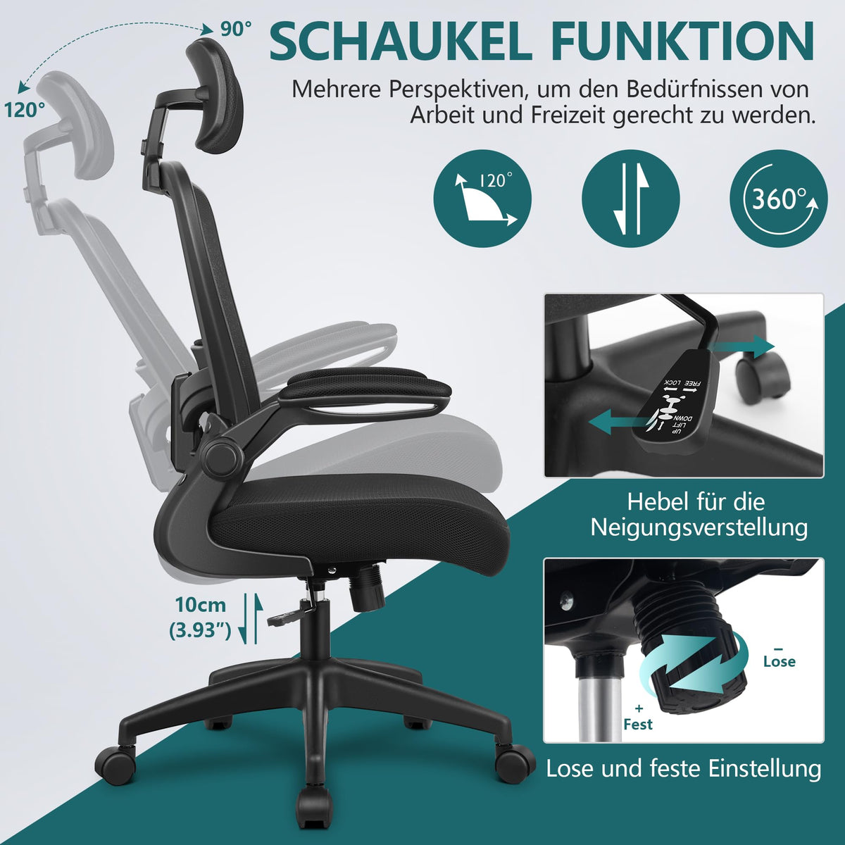 FelixKing Office Chair Ergonomic Desk Chair with Adjustable Headrest, Armrests, Lumbar Support, High Back Office Chair, Desk Chair up to 300 lbs Load Capacity (Black)