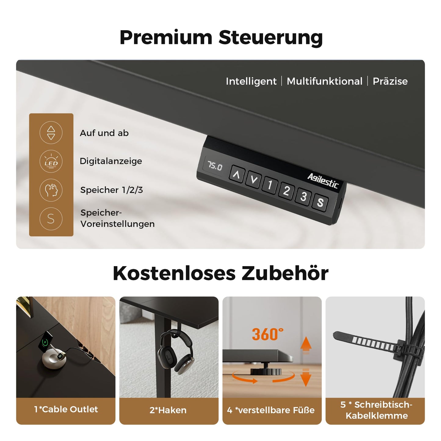 Agilestic L-Shaped Height-Adjustable Desk, 160 x 140 cm Desk, Height Adjustable, Electric, Corner Desk, Ergonomic Standing Seat Table, Computer Desk, White