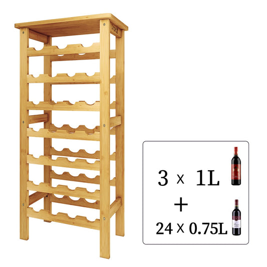 Dripex Wine Rack Bamboo Wine Bottle Rack 7 Levels Bottle Rack for Cellar Kitchen 27 Bottles 0.75 and 1 Litre 47 x 29 x 102 cm