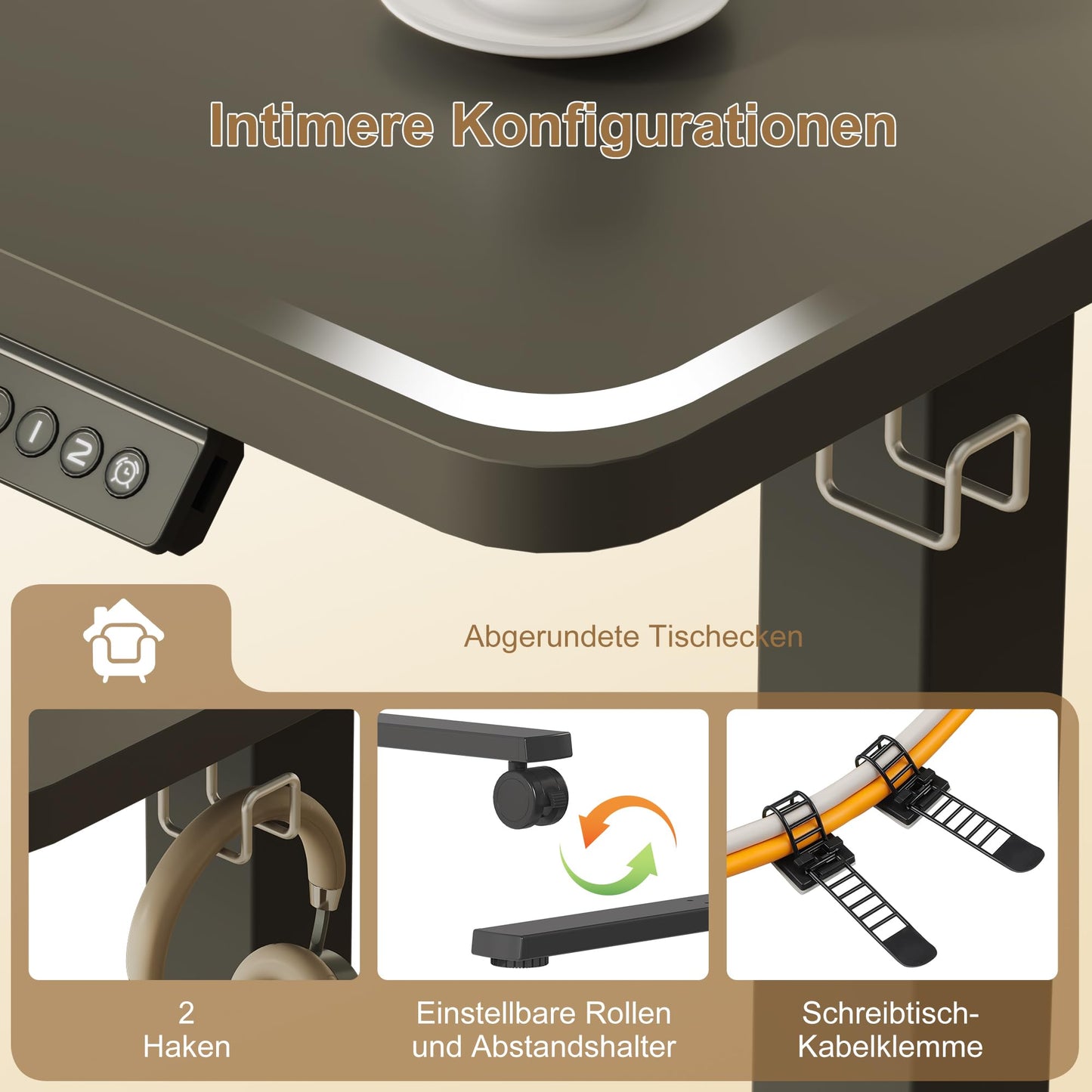 160 x 140 cm Corner Desk, Height Adjustable Desk, L Shape, L-shaped Desk, Height Adjustable, Single Motor, Shelf, Memory Control, 3 Legs, Black