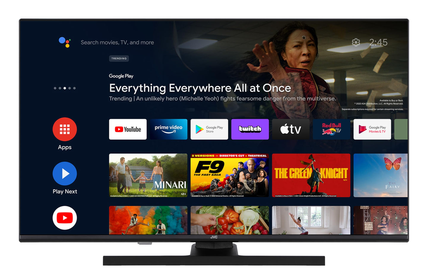 JVC 32 Zoll Fernseher Android TV (HD-Ready Smart TV, HDR, Triple-Tuner, Google Play Store) LT-32VAH3355