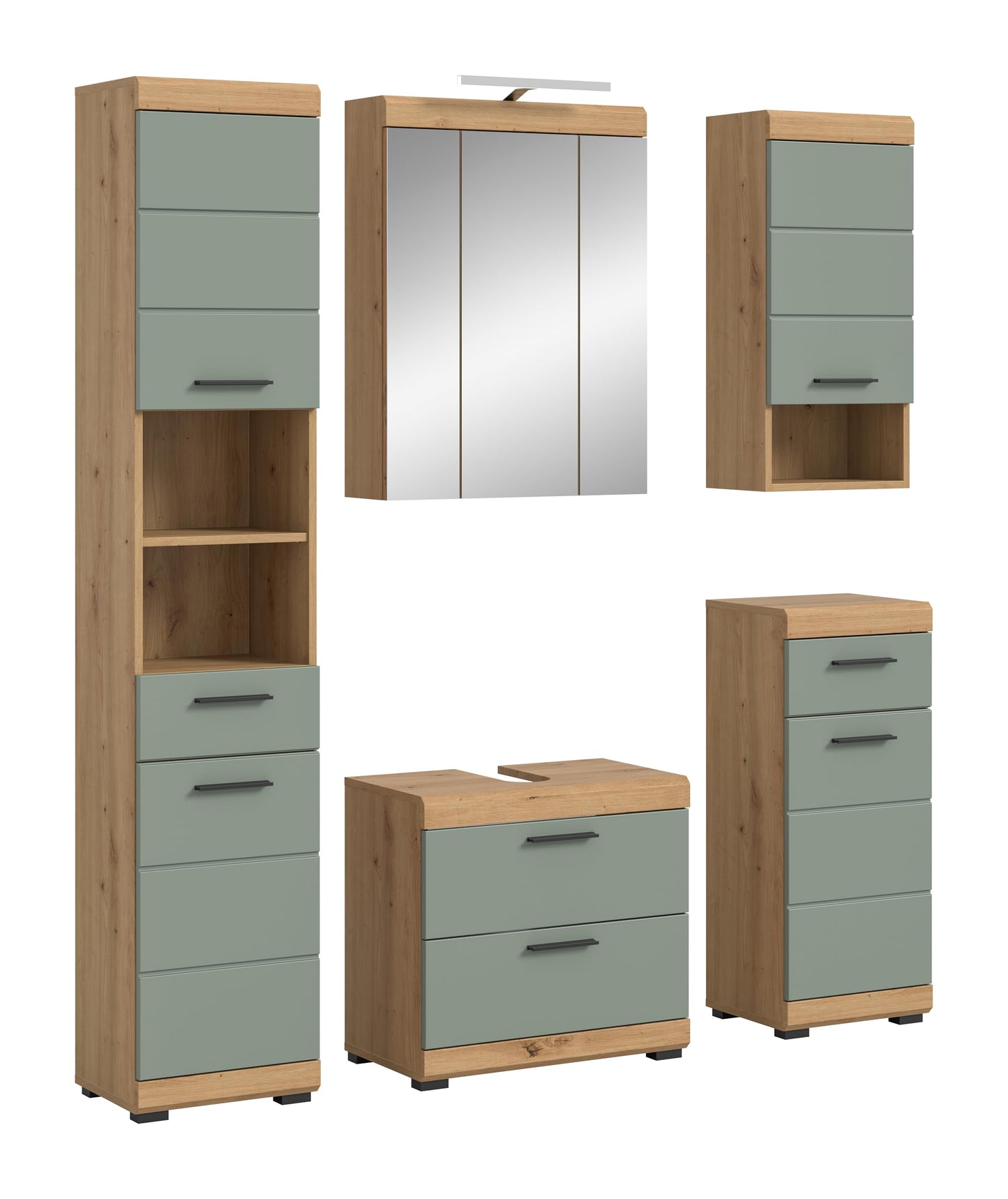 Badezimmer Scout X06B2723 Wall-Mounted Cupboard Wide Cabinet in Front White High Gloss Body Smoke Silver Nb. Approx. 74 x 79 x 24 cm