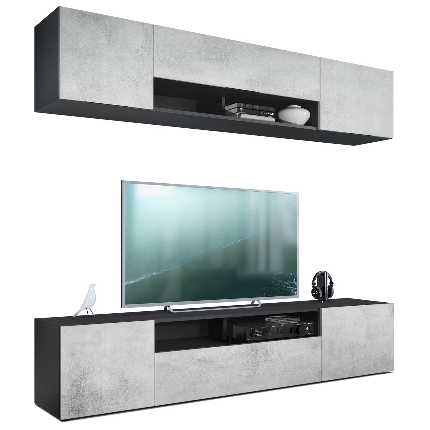 Vladon Mogan Wall Unit Black