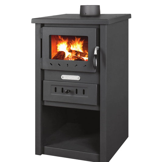 ProTermo Nova S Fireplace Anthracite / Black - 7.5 kW Heating Output - 43 x 46 x 74 cm Wood Stove with Fireclay Stones with Viewing Window - Type 2