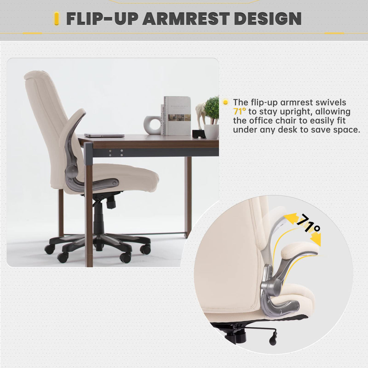 COLAMY XXL Office Chair [181 kgs] - High-Backed Executive Chair with Adjustable Armrests and Synchronous Mechanism - Extra Wide Seat (58 cm), Breathable Faux Leather - for Home Office / Office (Black)