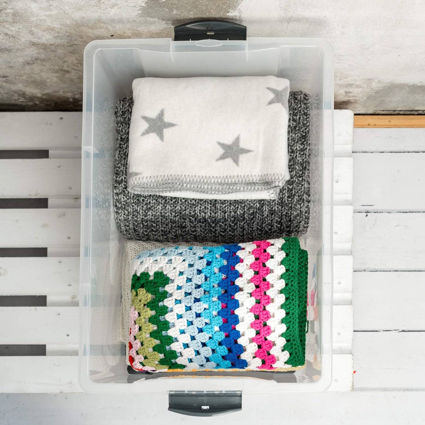 Rotho Compact Storage Box 70 L with Lid and Wheels, Plastic (PP Recycled), BPA-Free, Cappuccino/Anthracite, A3/70 L (57.0 x 39.5 x 43.5 cm)