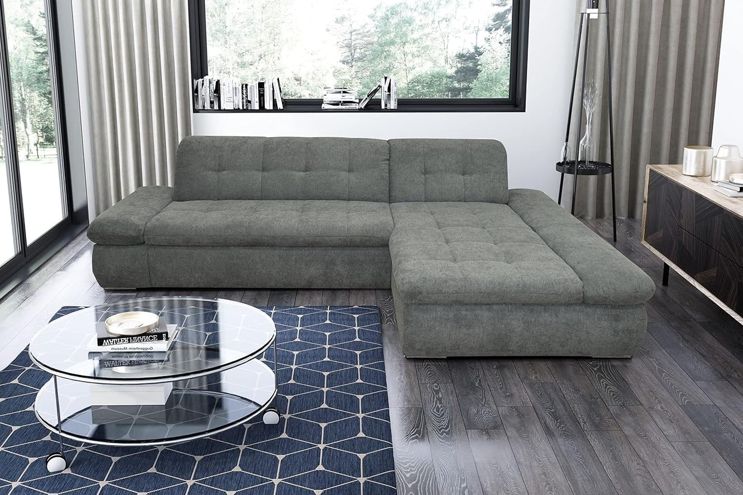 DOMO. collection Moric Corner Sofa, L-Shaped, Corner Sofa, L-shaped, 300 x 172 x 80 cm (W x D x H), Beige