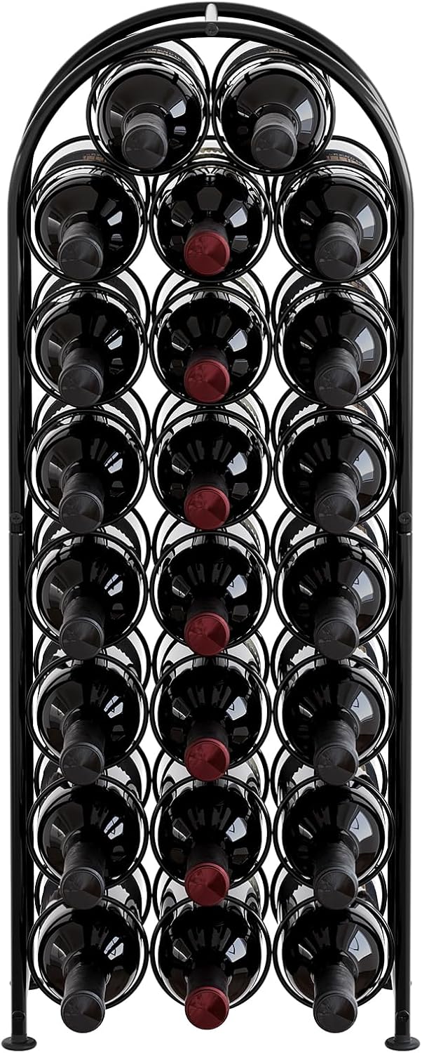 EasyPAG Metal 23 Bottles Wine Rack Freestanding Wine Holder Wine Rack Wine Holder Wine Storage Shelf Drinks Rack Floor Standing for Kitchen, Black
