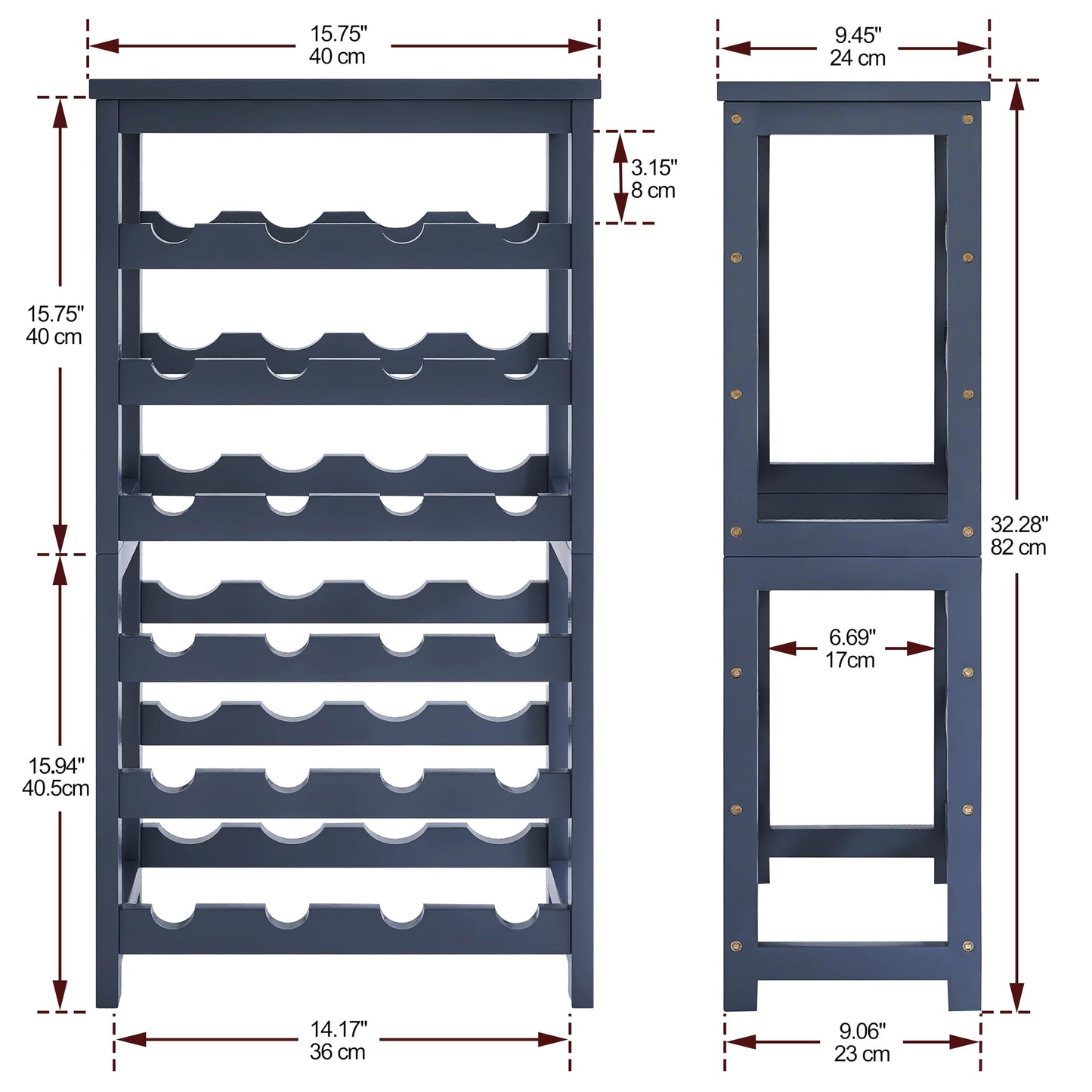 24 Bottle Wine Rack Freestanding Base, 6 Tier Wine Display Storage Shelves with Table Top, Bamboo Wine Bottle Holder Stand with Wave Bars for Kitchen, Dining Room, Pantry, Black