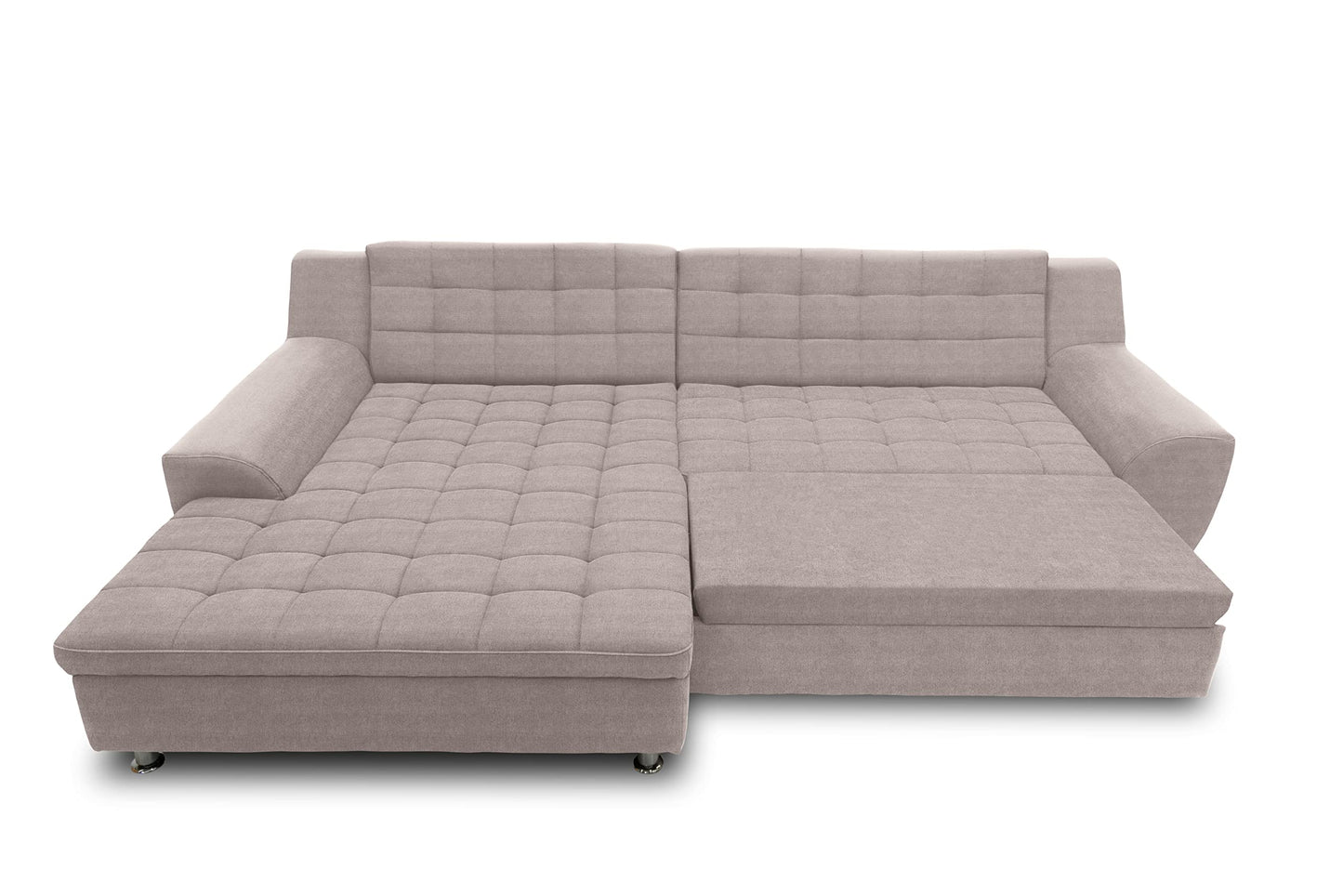 DOMO. collection Merida Corner Sofa, Sofa with Sleep Function in L-Shape, Corner Couch with Bed Box, Sofa Bed 304 x 200 x 84 cm (W x D x H), Beige