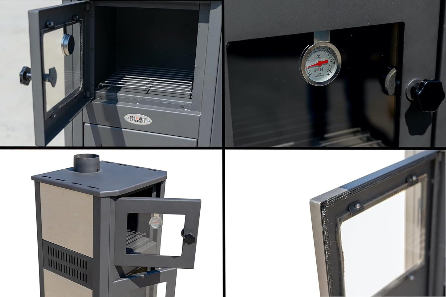 Fireplace with Baking Compartment, White Wood Stove, 12.1 kW, Fireplace, Ambasador Stove, Permanent Burning Stove, Workshop Stove, Swedish Stove, Hut Stove Heating Oven