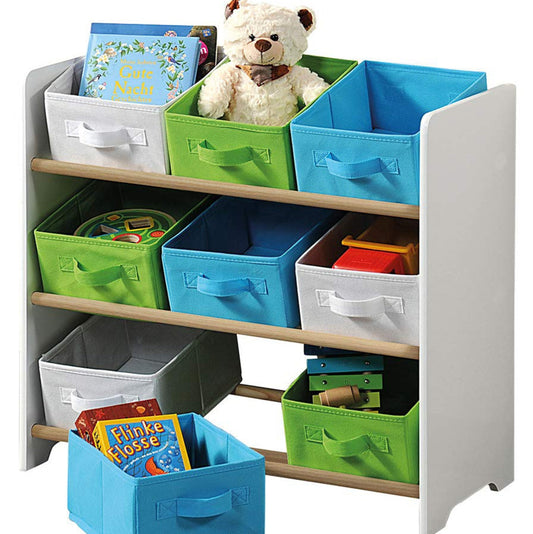 Kesper 17716 13 Children's Storage Unit with 9 Fabric Boxes, White
