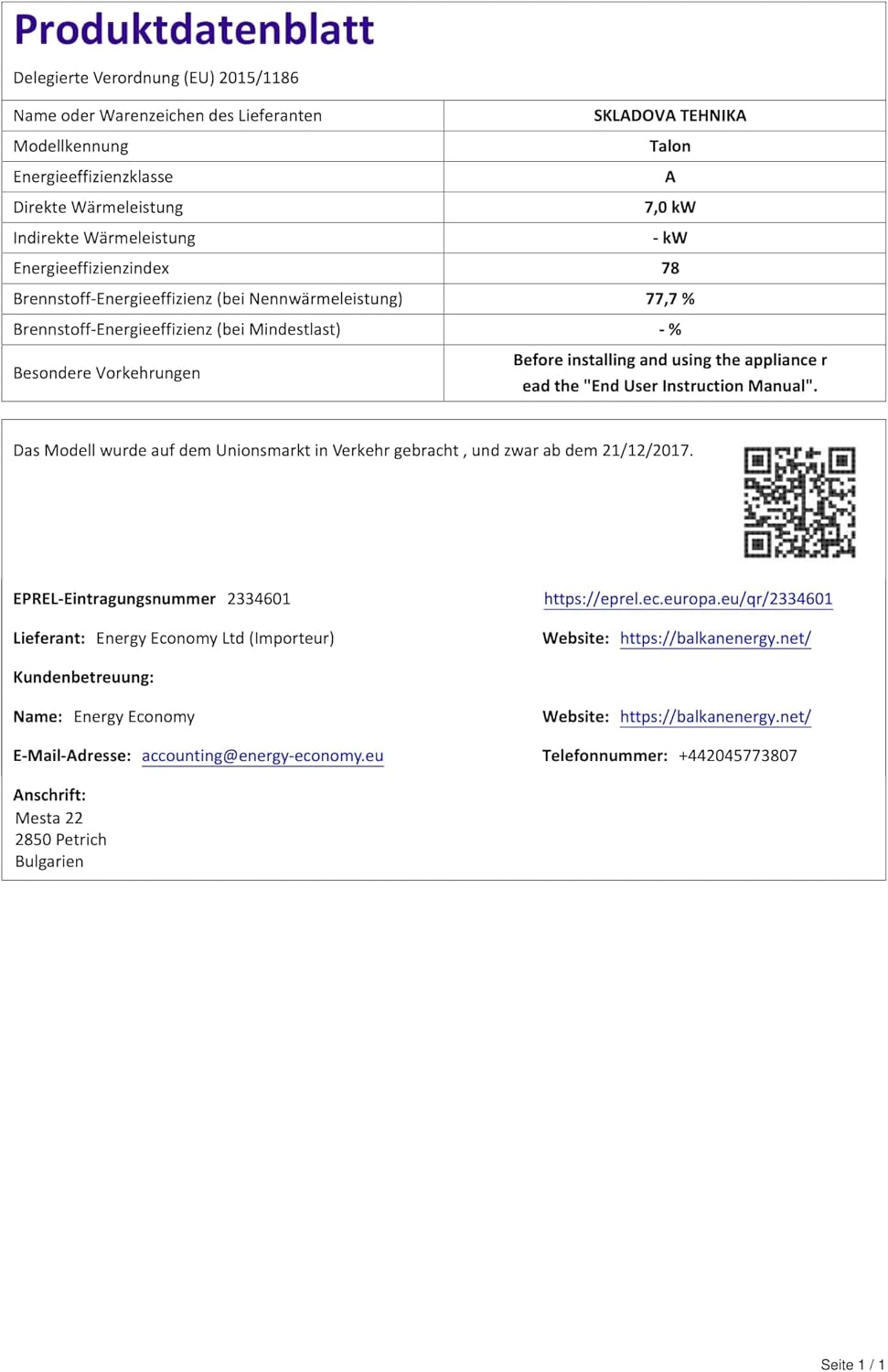 BALKAN ENERGY Talon Wood Stove 7 kW Wood Stove with Wood Compartment Recess
