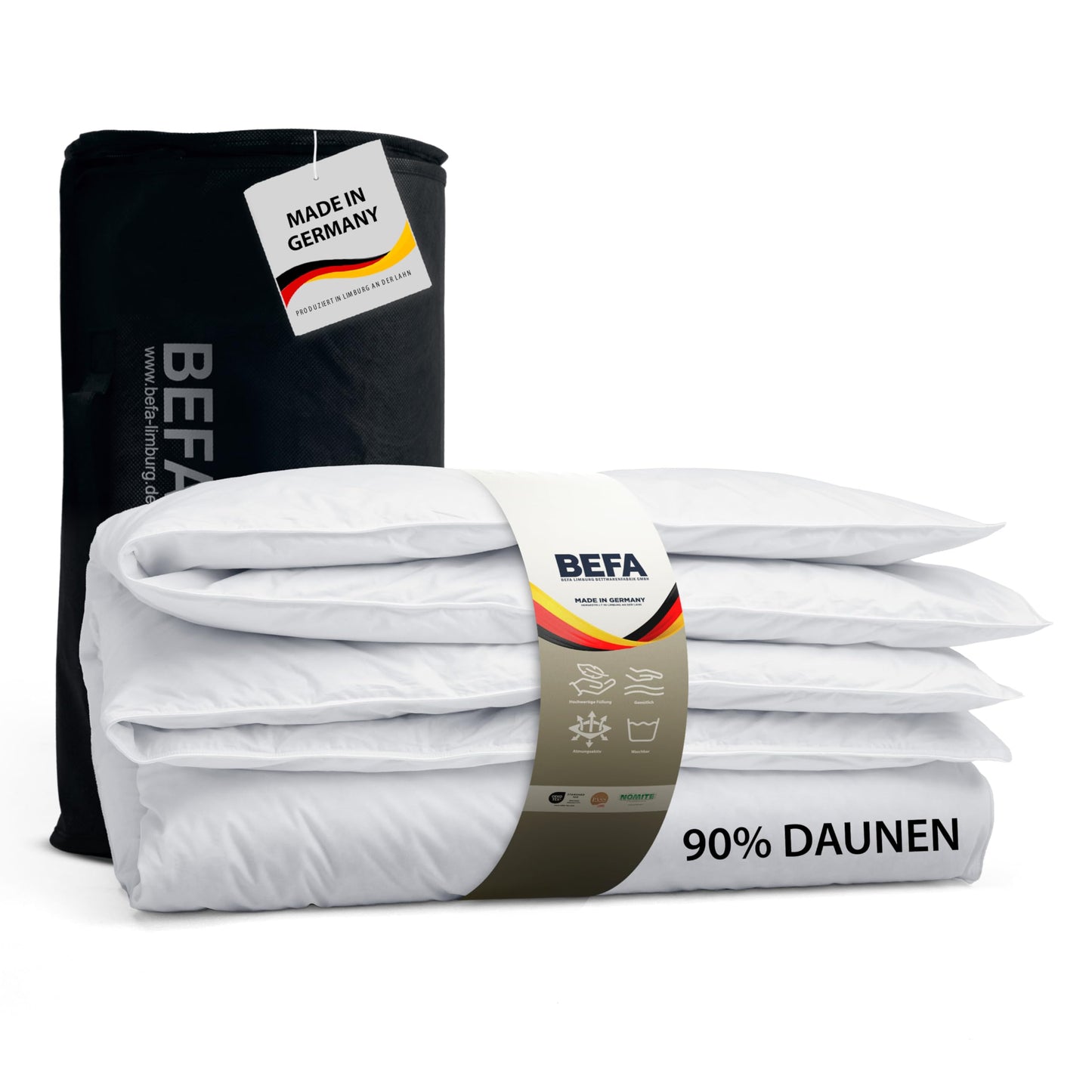 BEFA NATUR Down Duvet, Made in Germany, 135 x 200 cm, 90% Down and 10% Feathers, Summer Duvet, Suitable for Allergy Sufferers (Nomite), Oeko-Tex 100 Class 1 Certified, EN Standard 12934, Downpass
