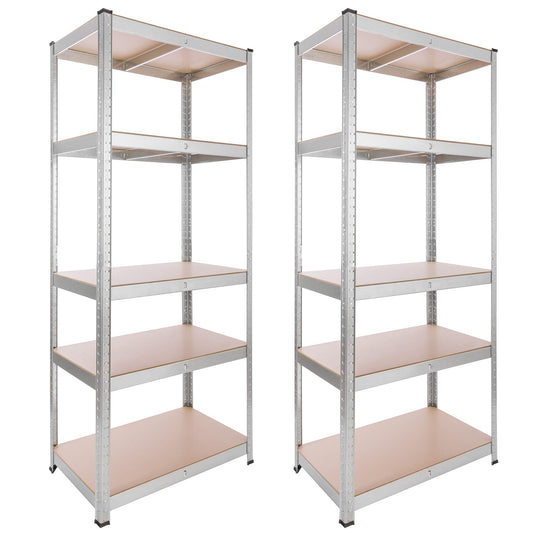 Arebos Heavy Duty Shelving Set of 2 | 180 x 75 x 45 cm | 875 kg Load Capacity | 5 MDF Panels | Easy to Assemble with Plug-In System Shelving Unit Storage Shelving Cellar Shelving Workshop Shelving