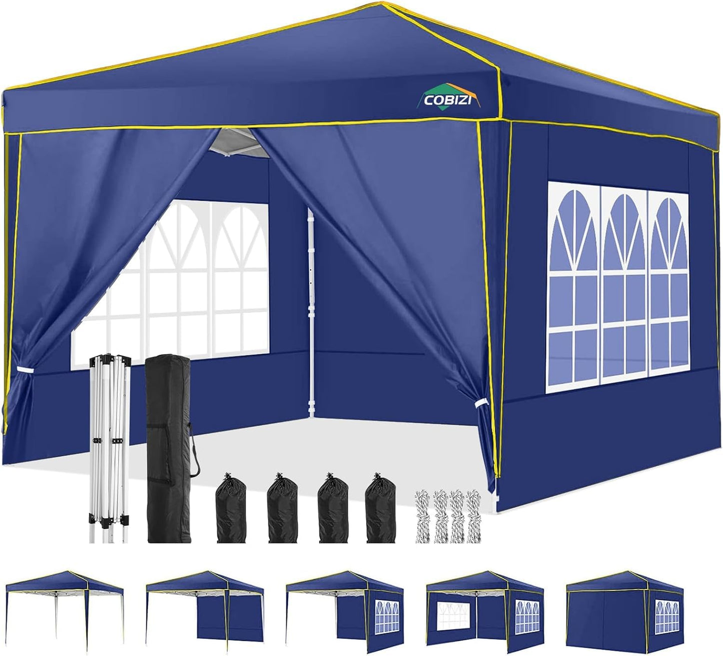 COBIZI Pavillon 3x6,Faltpavillon 3x6 Wasserdicht Stabil Winterfest, Sofort aufklappbare Vordächer Outdoor Gartenzelt mit 6 Seitenteilen, für Party Garten Festival, Weiß