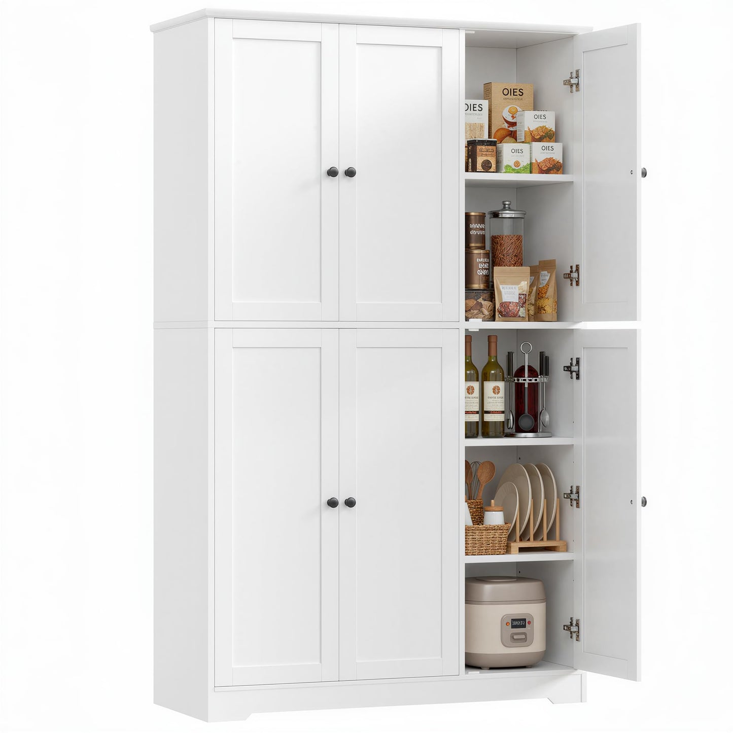 FirFurd Multi-Purpose Cabinet, 180 cm Kitchen Cupboard, Storage Cabinet, Buffet Cabinet with 6 Doors and Adjustable Shelves, All-Purpose Cabinet for Kitchen, Living Room, Entrance Area, 180 x 106 x 37
