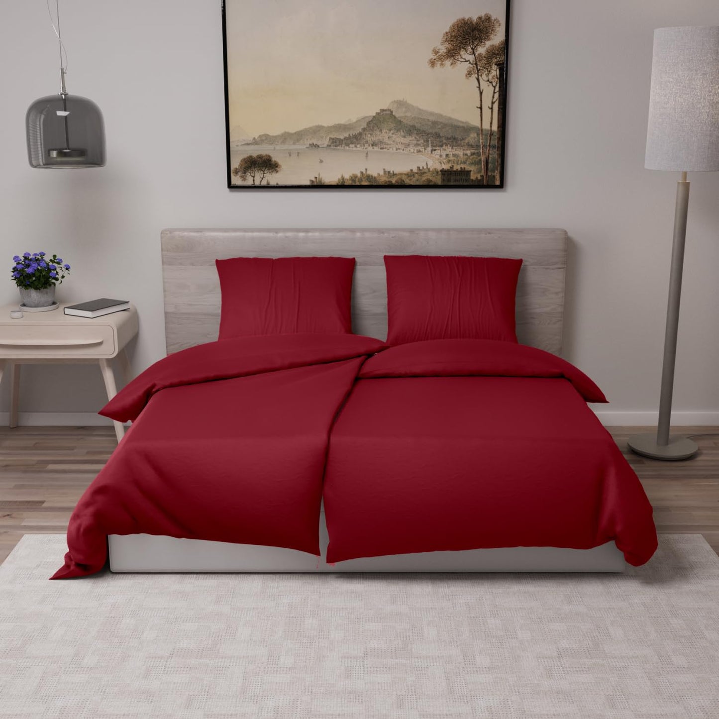 Dreamzie - Bed Linen 155 x 220 cm Set Green - Duvet Cover with 2 Pillowcases 80 x 80 cm - Soft and Easy Care Microfibre - Oeko-Tex