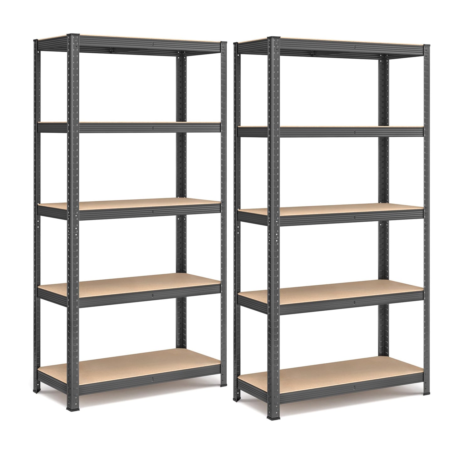 SONGMICS Storage Shelves, Heavy Duty Shelves, Set of 2, Basement Shelves, 180 x 90 x 40 cm, Maximum Load 875 kg, Shelves, Boltless Shelves, Reinforced Steel Frame, 5 Adjustable Shelves, Silver GLR040E02