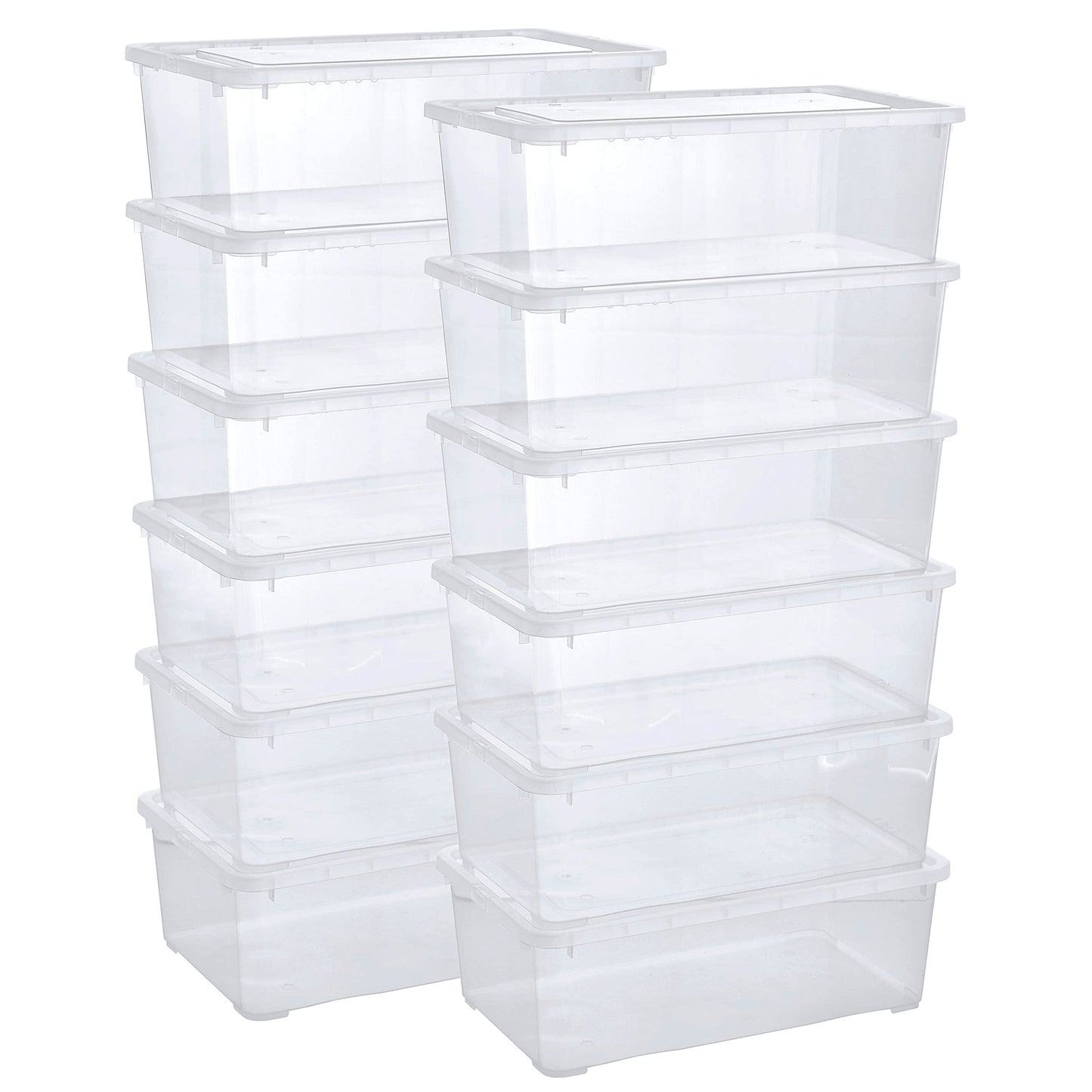 Grizzly Storage Boxes with Lid Transparent – Transparent Boxes, Stackable, with Ventilation, 5er Set, 10 l