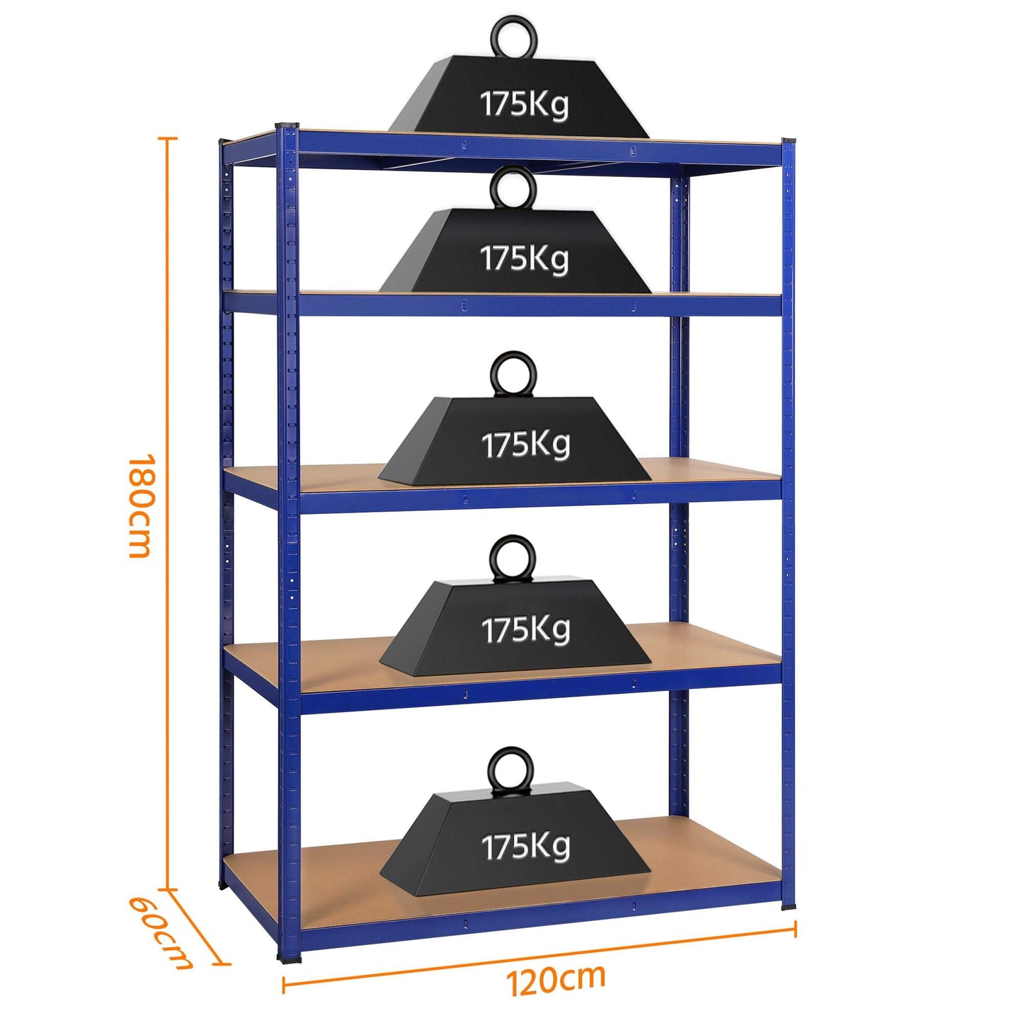 Yaheetech Heavy Duty Shelving Unit 180 x 120 x 60 cm 5 Shelves Metal Shelf Maximum Load 875 kg Cellar Shelving Unit Workshop Shelf