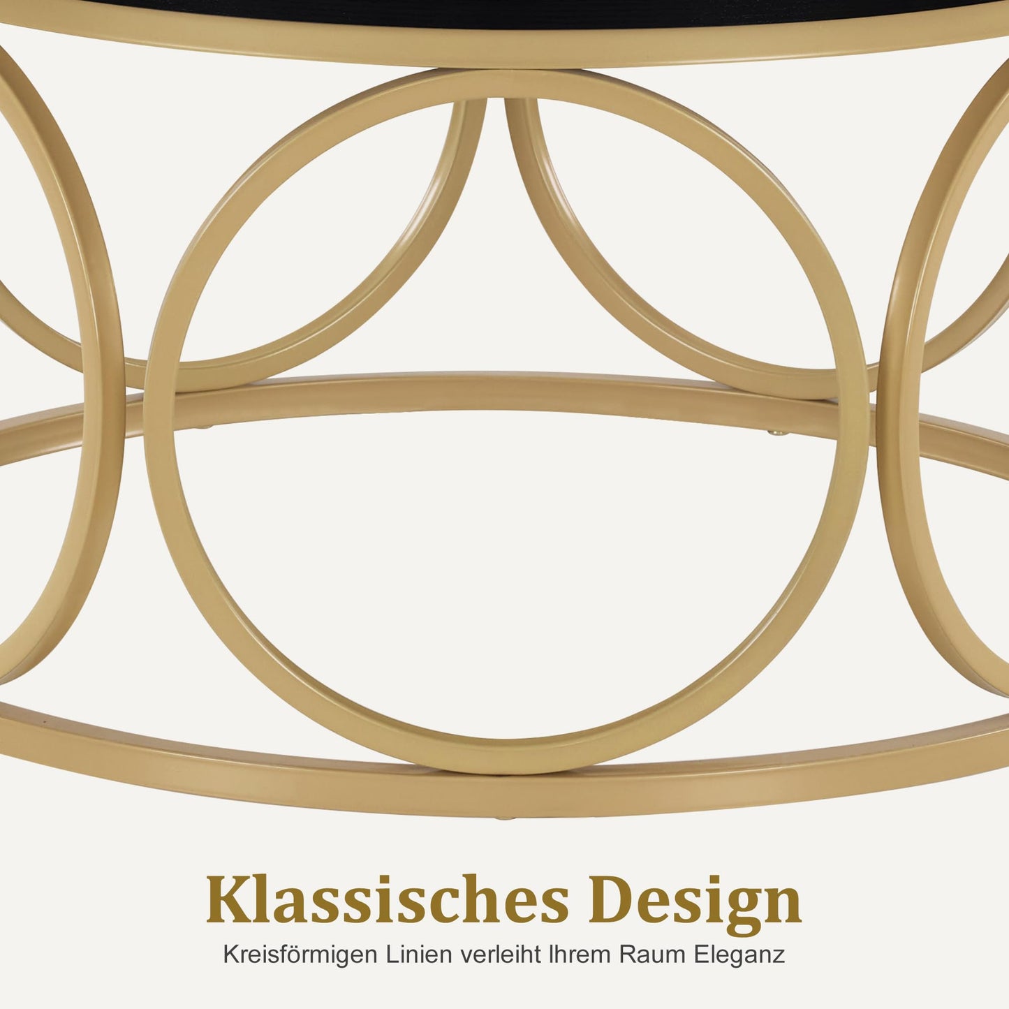 M MCombo Round Wooden Coffee Table, Modern Sofa Table, Small Coffee Table, Metal Frame, Side Table for Living Room, Diameter 80 cm, 2102