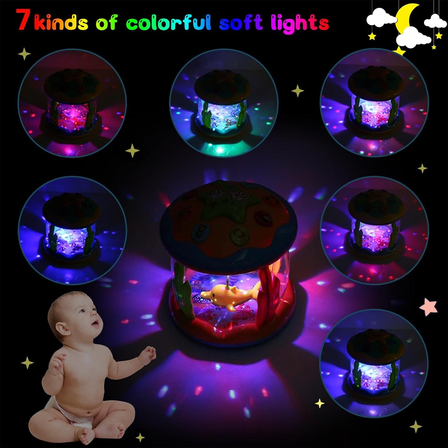Baby Toy Girls Boy Rotating Projector 12 18 Months with Music/Light Children's Toy from 1 2 Years Children Baby Toy Gift Early Learning for Toddler