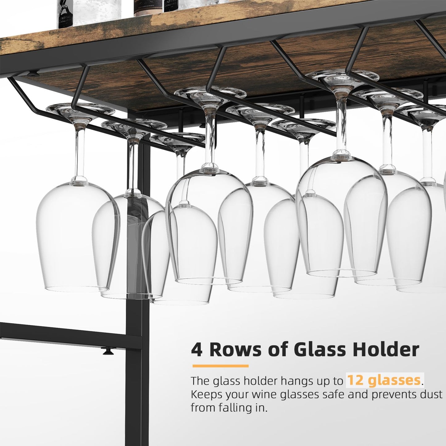 Urban Deco Wine Rack for 30 Bottles, Bottle Rack Standing with Wooden Table Top, Wine Rack Metal Black for Kitchen, Bar, Basement, Dining Room, 59 x 30 x 89 cm