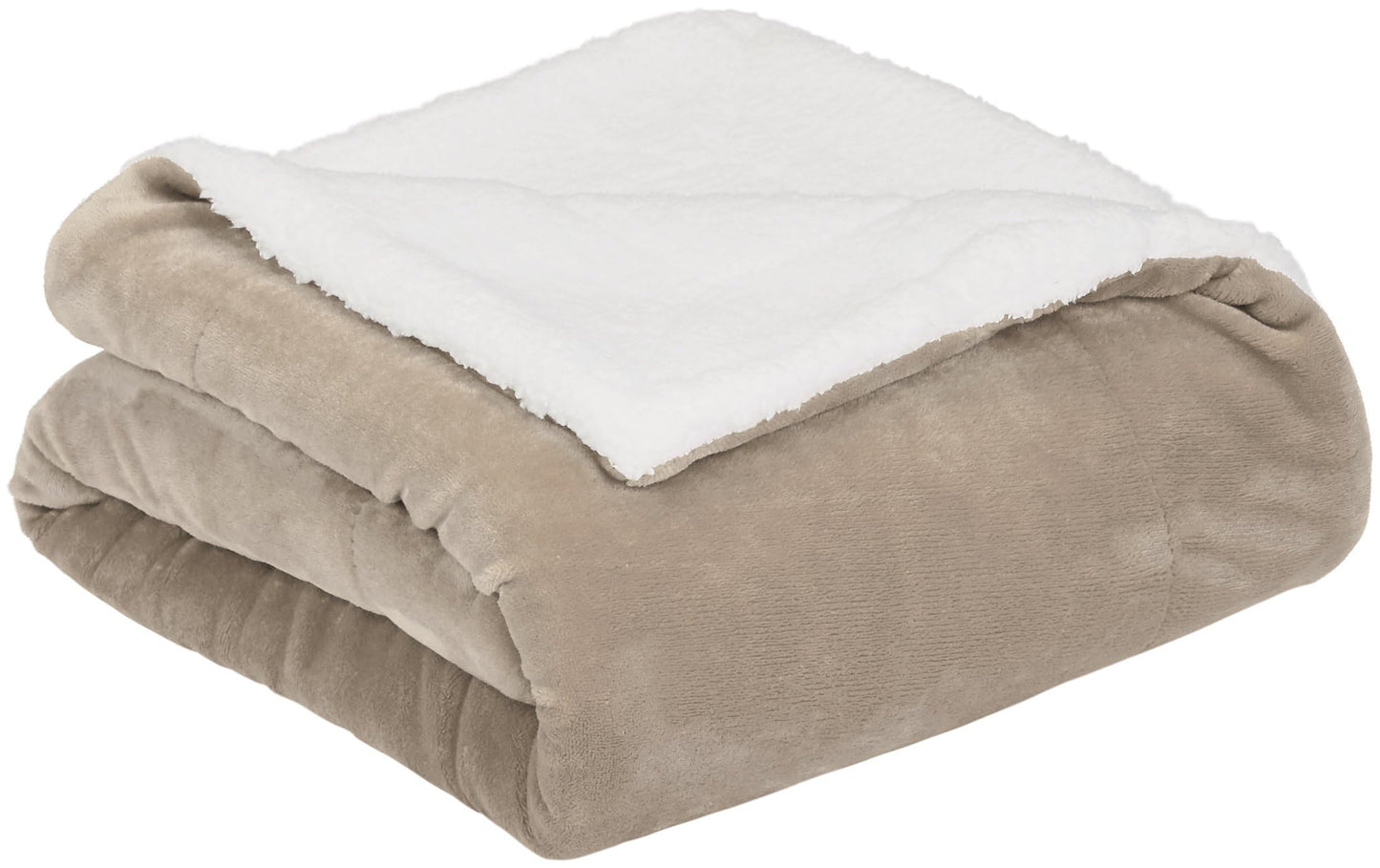 Amazon Basics - Micro faux fur and Sherpa fleece blanket - 220 x 240 cm, taupe