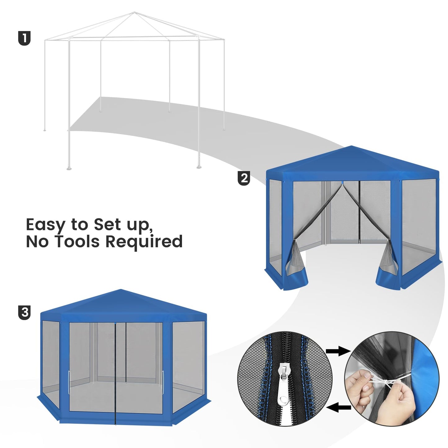 WOLTU Gazebo 3.8 x 3.3 m Square Garden Gazebo with Side Walls Mosquito Net Garden Arbour Metal Party Tent Easy Assembly without Tools for Garden Patio Yard Blue