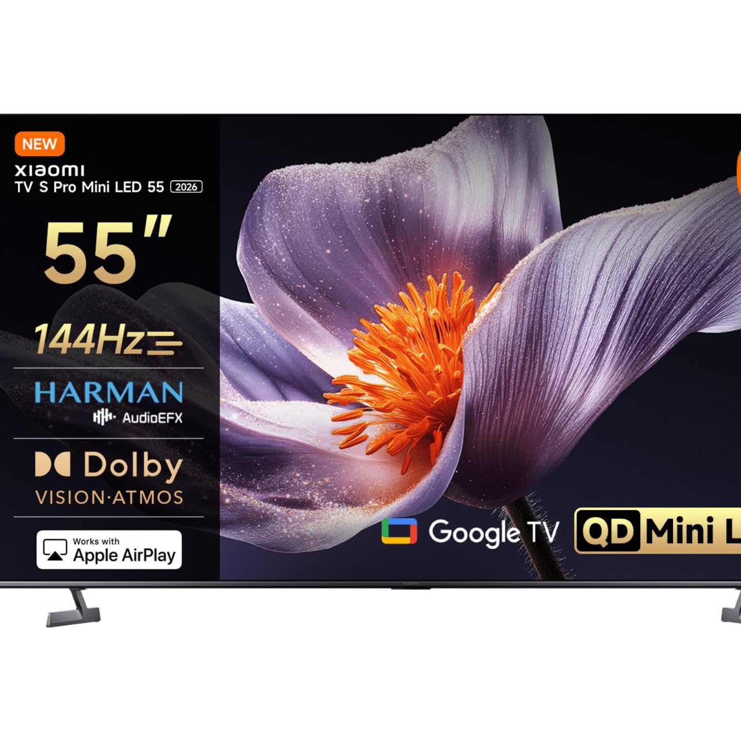XIAOMI TV S Pro Mini LED 55, Smart TV, 4K QLED 144Hz Google TV, Dolby Vision, Dolby Atmos, HDR 10+, DTS-X, Harman AudioEFX, Triple Tuner, DVB-T2, Prime Video, Google Assistant, Airplay 2