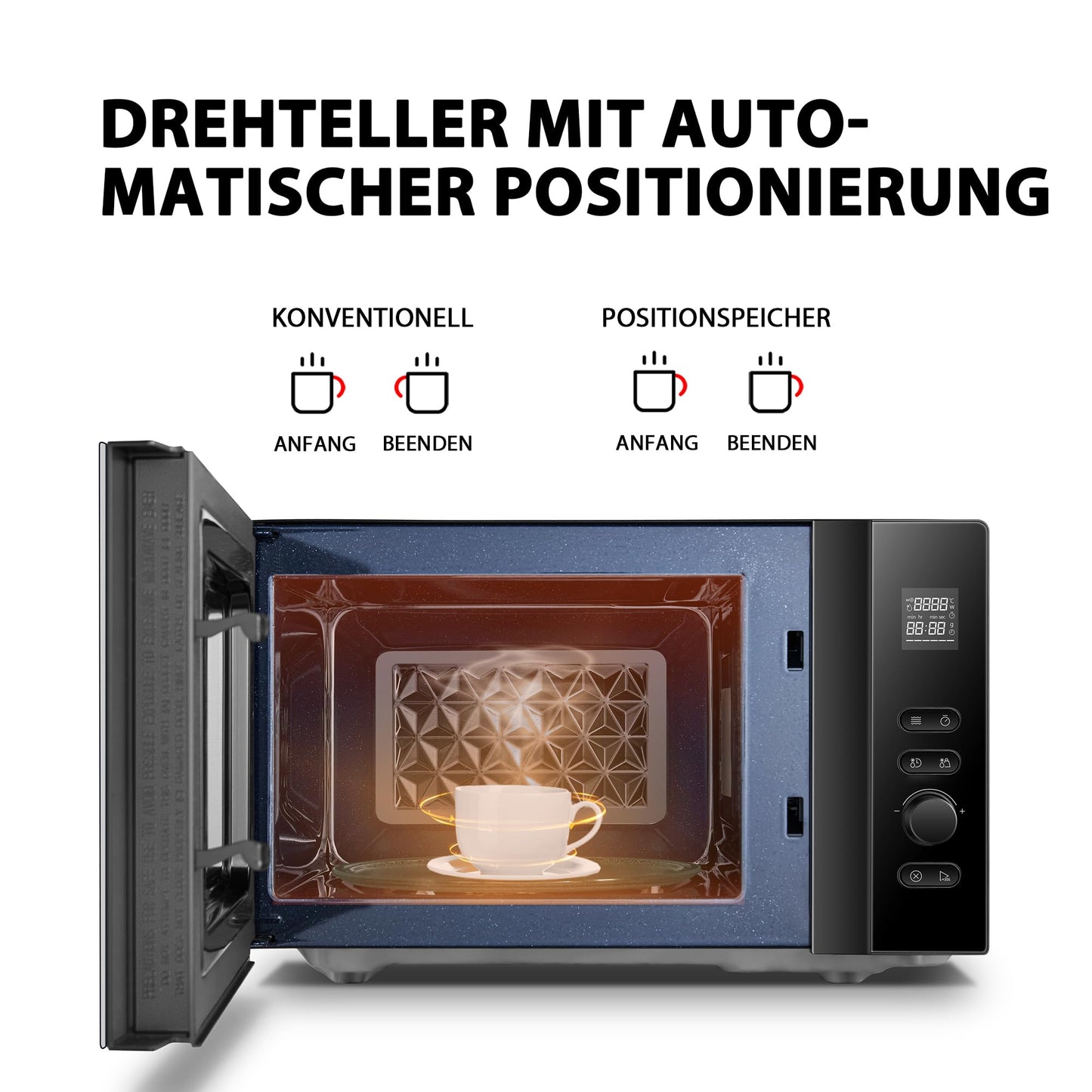 Toshiba MW3-AG20PE(BK) Mikrowellen mit Grill 20L 3-in-1 Mikrowellenherd, Chef-Abtauung, Mikrowelle, Grill, Kombi, 5 Leistungsstufen, 8 Automatikprogrammen, Einfacher Reinigung, Schwarz