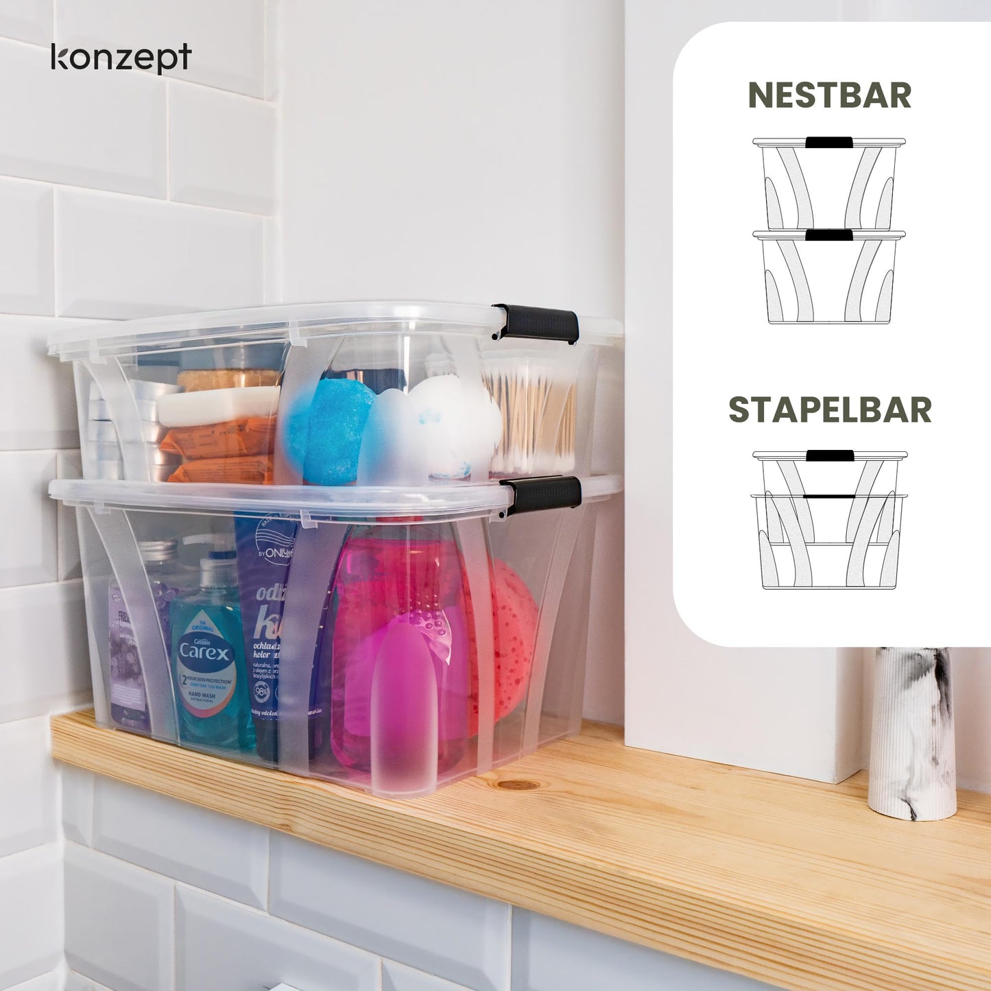 KONZEPT Storage Box with Lid 32L BPA Free Heavy Duty Locking Clips