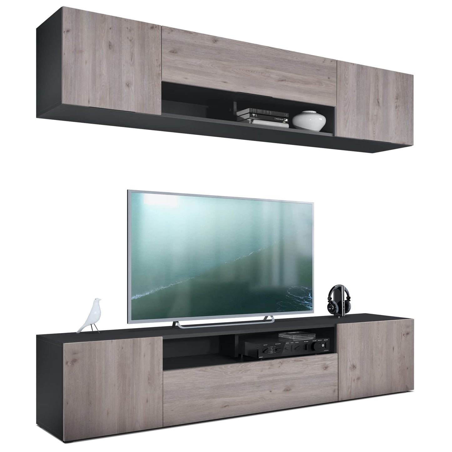 Vladon Mogan Wall Unit Black