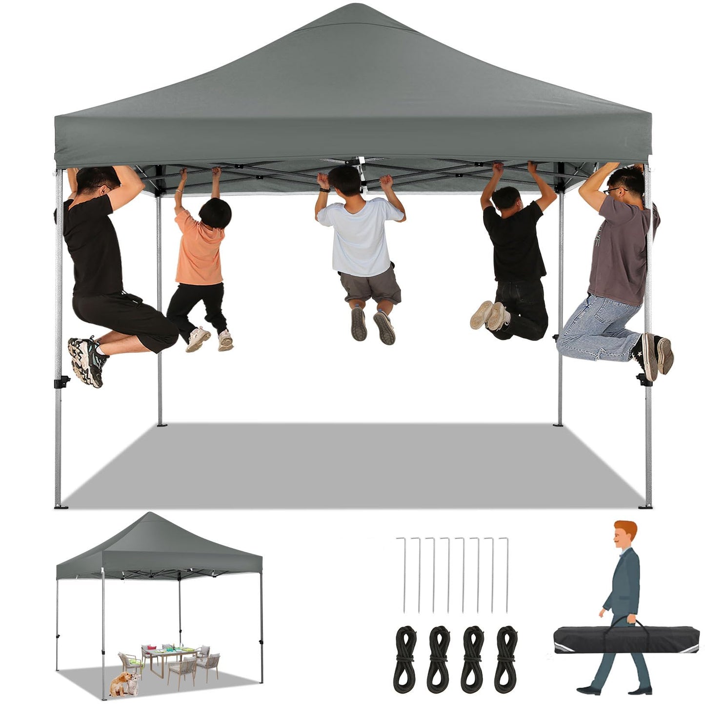 Tooluck Folding Gazebo, 3 x 4.5 m, Waterproof, Stable, Outdoor, Garden Party Tent, UV Protection 50+, with 4 Side Panels, Grey
