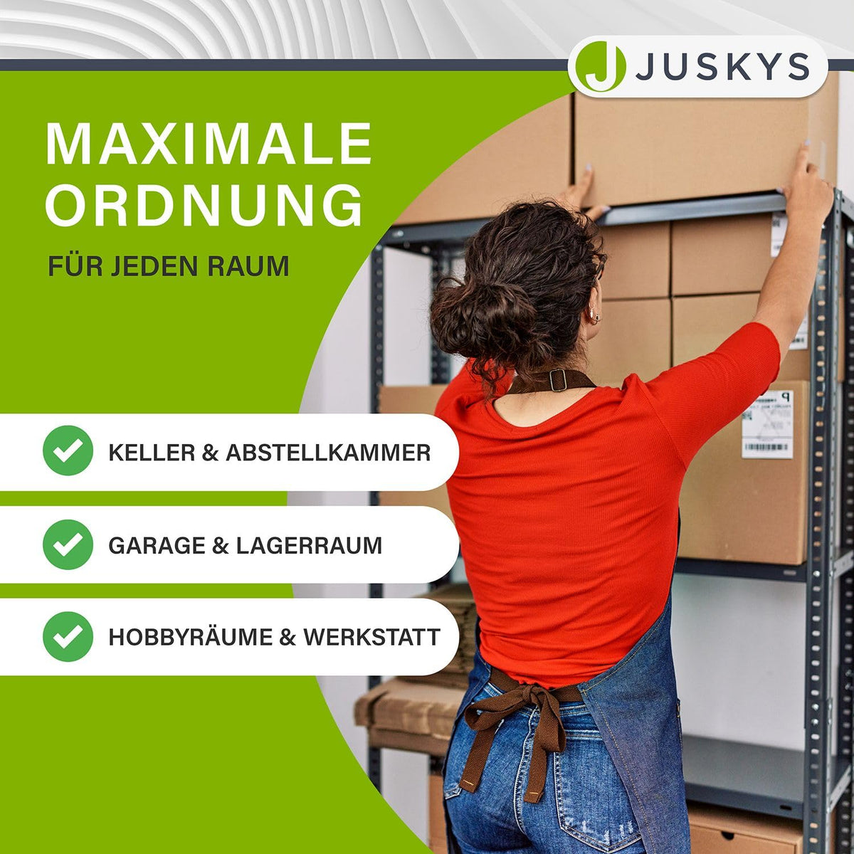 Juskys Easy Storage Shelves, Set of 2, 2 x 160 x 80 x 40 cm (H x W x D), 640 kg Load Capacity, 8 Shelves, Heavy Duty Metal Shelving, Basement Shelving Unit, Shelving System, Metal Shelf